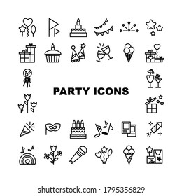 Vector party funny stroke icons