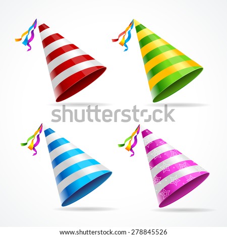 Vector party hat set isolated on a white background. 