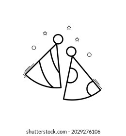 Vector party hats icons. Hats linear illustration. 10 eps illustartion. 