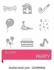 Vector Party icon set on grey background