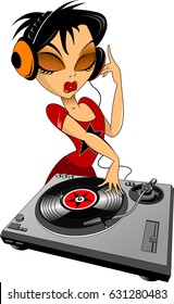 Vector party illustration about a beautiful woman on a music and disco theme
