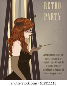 Vector party invitation design in retro chicago style