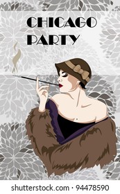 Vector party invitation design in retro chicago style