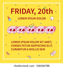 Vector party invitation template "Van"