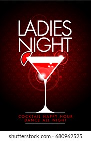 vector party ladies night flyer design template with cocktail glass