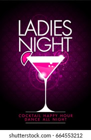 vector party ladys night flyer design template with cocktail glass