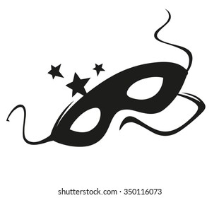 Vector Party Mask and Stars on White Background