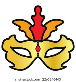 Icono de la ilustración plana de la máscara de vectores. Icono de ilustración plana de carnaval. Fantasía en la ilustración de la máscara facial. Símbolo de silueta en el espacio blanco. Ilustración aislada del vector