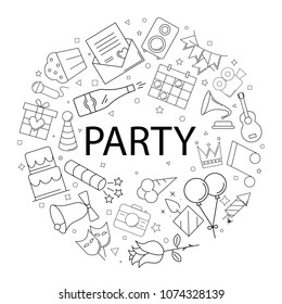 Vector party pattern with word. Party background