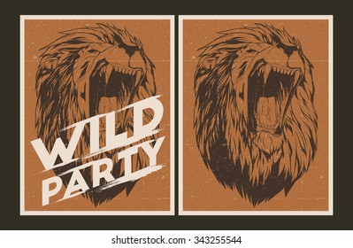 Vector party Poster. Wild party invitation set.