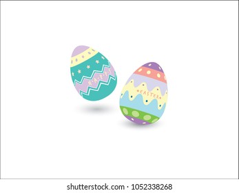 Vector of Paschal eggs for Happy Easter Day. Illustration of colorful Easter eggs on white background.