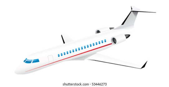 Vector passenger airliner isolated on white background