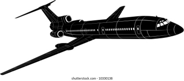 Vector passenger jet silhouette