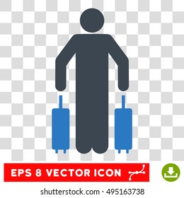 Vector Passenger Luggage EPS vector icon. Illustration style is flat iconic bicolor smooth blue symbol on a transparent background.