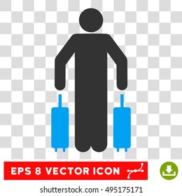 Vector Passenger Luggage EPS vector icon. Illustration style is flat iconic bicolor blue and gray symbol on a transparent background.