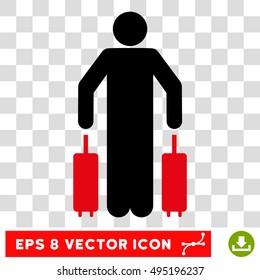 Vector Passenger Luggage EPS vector pictogram. Illustration style is flat iconic bicolor intensive red and black symbol on a transparent background.