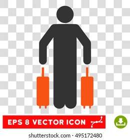 Vector Passenger Luggage EPS vector pictograph. Illustration style is flat iconic bicolor orange and gray symbol on a transparent background.