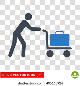 Vector Passenger Trolley EPS vector icon. Illustration style is flat iconic bicolor smooth blue symbol on a transparent background.