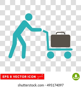 Vector Passenger Trolley EPS vector icon. Illustration style is flat iconic bicolor grey and cyan symbol on a transparent background.