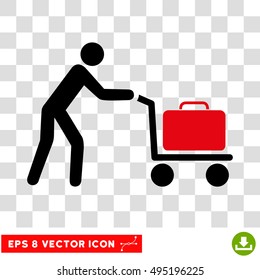 Vector Passenger Trolley EPS vector pictogram. Illustration style is flat iconic bicolor intensive red and black symbol on a transparent background.