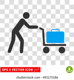 Vector Passenger Trolley EPS vector pictograph. Illustration style is flat iconic bicolor blue and gray symbol on a transparent background.