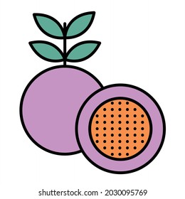 Vector Passion Fruit Filled Outline Icon Design
