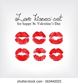 Vector passion love lip's set for Saint Valentine's day.