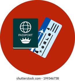 Vector Passport and airline boarding pass tickets