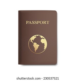 Vector Passport with Map Isolated on White Background