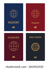 Vector Passports isolated on white background. Passport document ID. International pass for tourism travel.