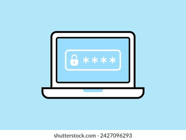 Vector Password Locked Laptop Illustration