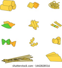 Vector pasta collection. Italian macaroni set. Traditional italian food.