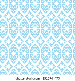 Vector pastal blue geometric flower shape seamless pattern background