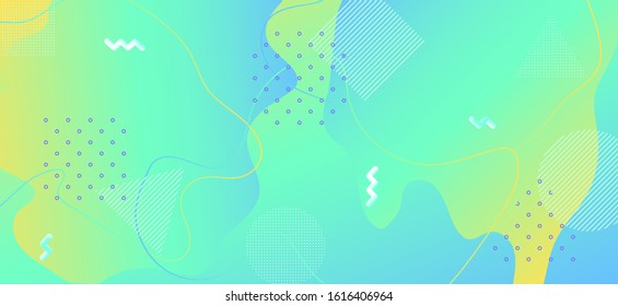 Vector Pastel Banner. Fashion Fluid Journal Design. Yellow Abstract Liquid Cover. Summer Contemporary Wallpaper. Vibrant Vector Memphis Banner. Flow Website Design. Graphic Wave Page.