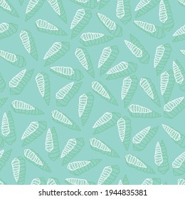 Vector pastel blue cerith monochrome scattered seashells repeat pattern with shadow. Suitable for gift wrap, textile and wallpaper.