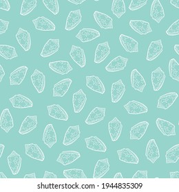 Vector pastel blue conch scattered seashells repeat pattern. Suitable for gift wrap, textile and wallpaper.