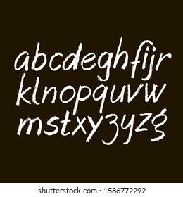 Vector Pastel or Chalk Style Hand Drawn Alphabet Font. Calligraphy alphabet on a black background. Pastel hand lettering.