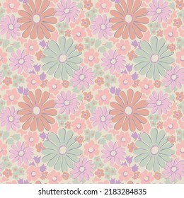 Vector Pastel Color Flower Seamless Repeat Stock Vector (Royalty Free ...