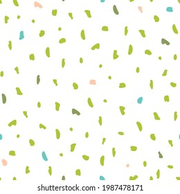 Vector Pastel Colored Abstract Spots on White seamless pattern background. Perfect for fabric, scrapbooking and wallpaper projects.
