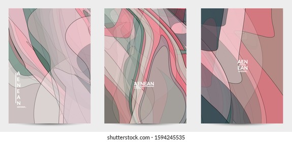 Vector pastel colored transparent overlapping shapes creating vector mixture of acrylic paint or watercolor effect. Nature earth design template. Abstract watercolor art. Artistic organic painting.