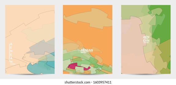 Vector pastel colored transparent overlapping shapes creating vector mixture of acrylic paint or watercolor effect. Nature earth design template. Abstract watercolor art. Artistic organic painting.