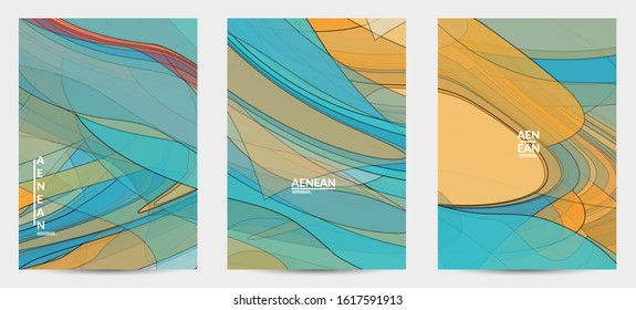 Vector pastel colored transparent overlapping shapes creating vector mixture of acrylic paint or watercolor effect. Nature earth design template. Abstract watercolor art. Artistic organic painting.