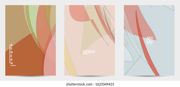 Vector pastel colored transparent overlapping shapes creating vector mixture of acrylic paint or watercolor effect. Nature earth design template. Abstract watercolor art. Artistic organic painting.
