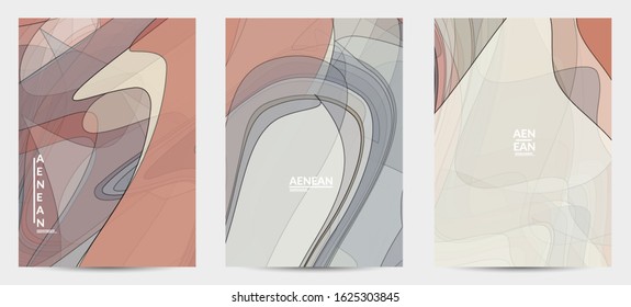 Vector pastel colored transparent overlapping shapes creating vector mixture of acrylic paint or watercolor effect. Nature earth design template. Abstract watercolor art. Artistic organic painting.