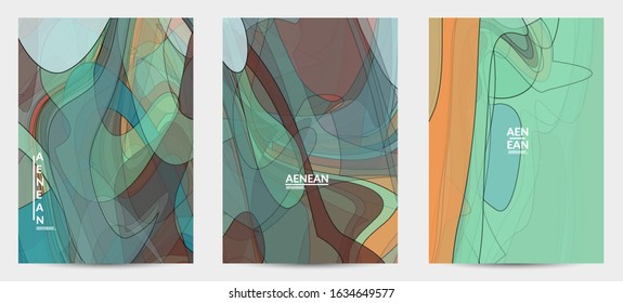 Vector pastel colored transparent overlapping shapes creating vector mixture of acrylic paint or watercolor effect. Nature earth design template. Abstract watercolor art. Artistic organic painting.