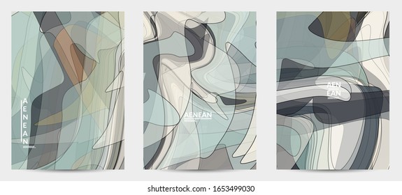 Vector pastel colored transparent overlapping shapes creating vector mixture of acrylic paint or watercolor effect. Nature earth design template. Abstract watercolor art. Artistic organic painting.