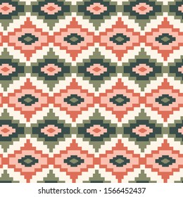 Vector pastel colored tribal geometric seamless pattern background