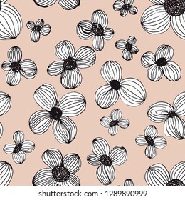 Vector;  pastel colors hand draw  floral seamless pattern 