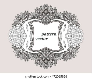 Vector pastel colors of the mandala. The Indian border in Eastern style. Decorative element design, with a dark contour, isolated on a light background.