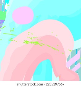 Vector pastel colours liquid shape background. Hand drawn various shapes and doodle objects. Abstract contemporary modern trendy vector illustration.  simple abstract fluids design elements